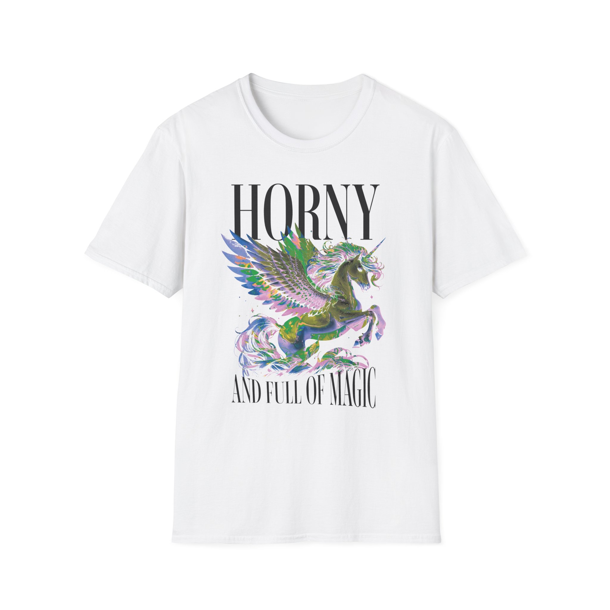 "Horny And Full Of Magic" Unicorn Shirt - Image 2