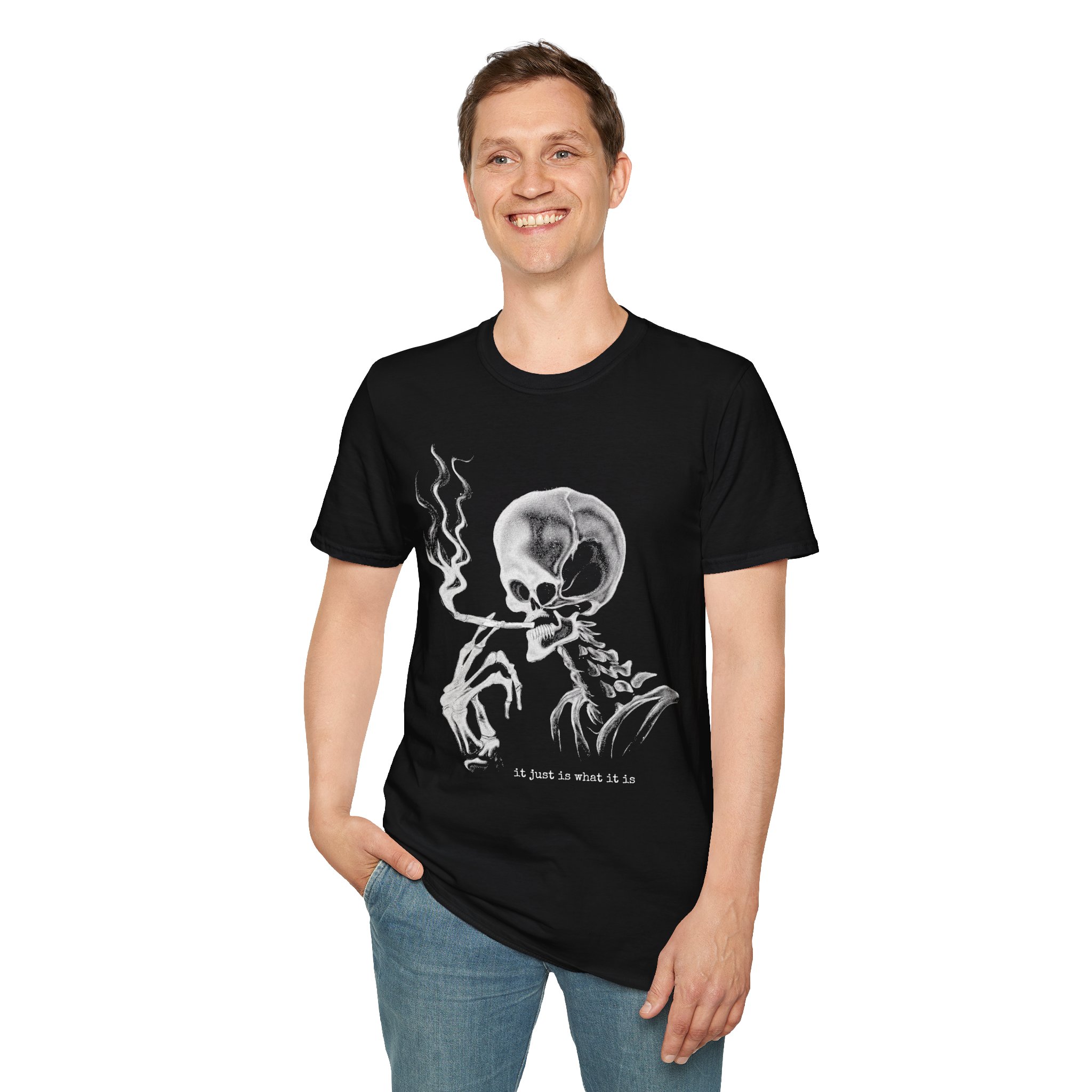 "It Just Is What It Is" Shirt (Retarded Smoking Skeleton) - Image 9