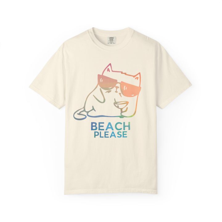 "Beach Please" Cat With Cocktail Summer Shirt - Image 3