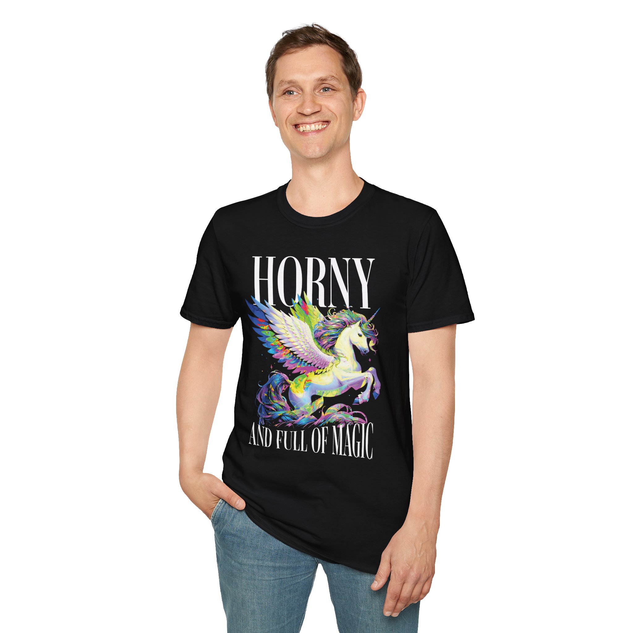 "Horny And Full Of Magic" Unicorn Shirt - Image 6