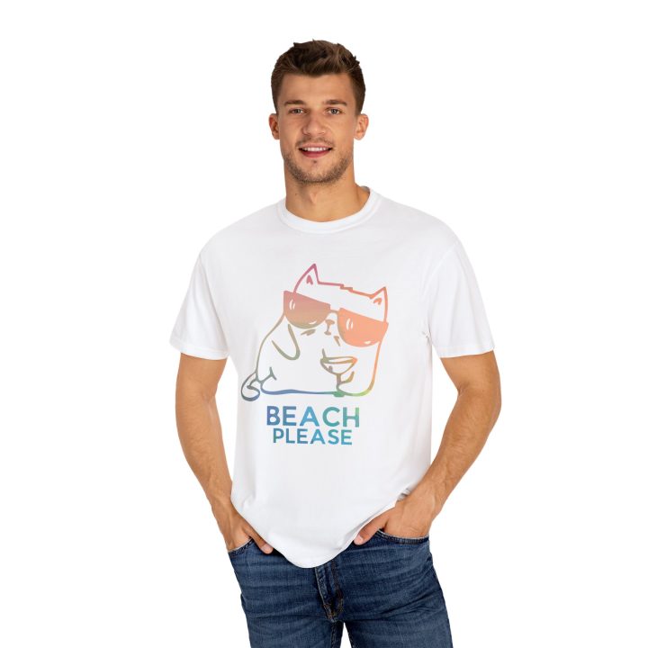 "Beach Please" Cat With Cocktail Summer Shirt - Image 8