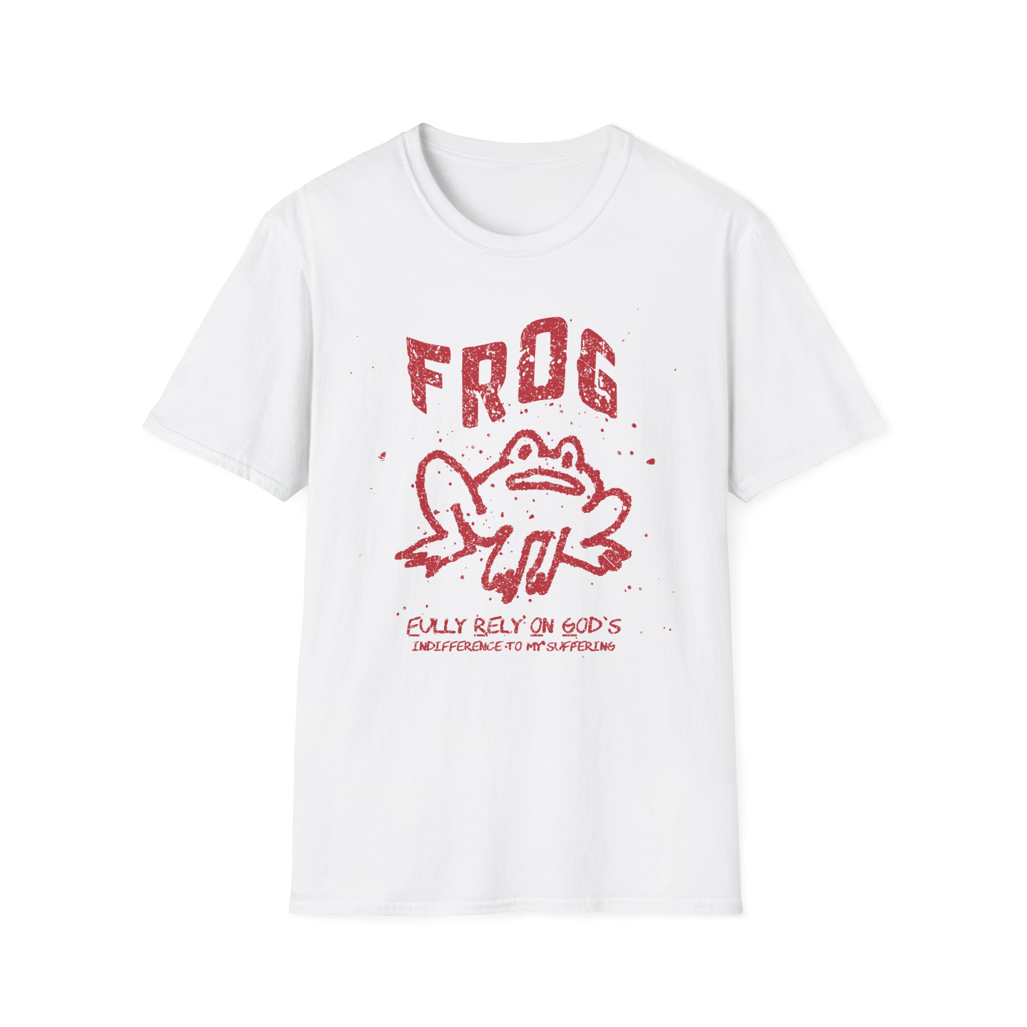 "FROG: Fully Rely On God's Indifference To My Suffering," Sad Frog Shirt - Image 4