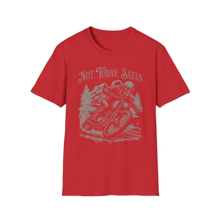 Alternative view of "Not Today, Satan" Shirt (Skeleton Riding Motorcycle Vintage Style)