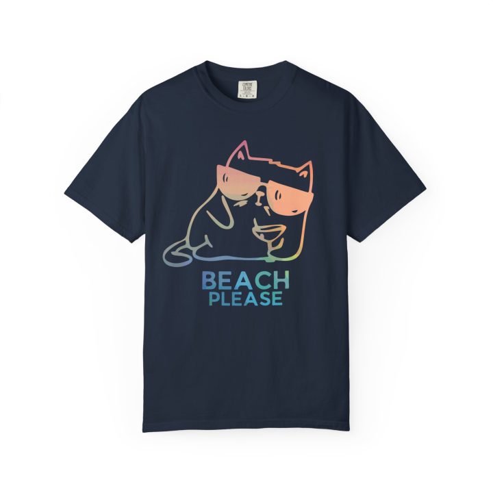 "Beach Please" Cat With Cocktail Summer Shirt - Image 5