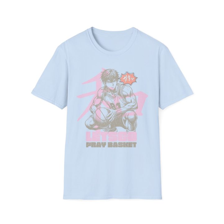 Alternative view of Letsgo Pray Basket, Japanese Anime Style Basketball Shirt