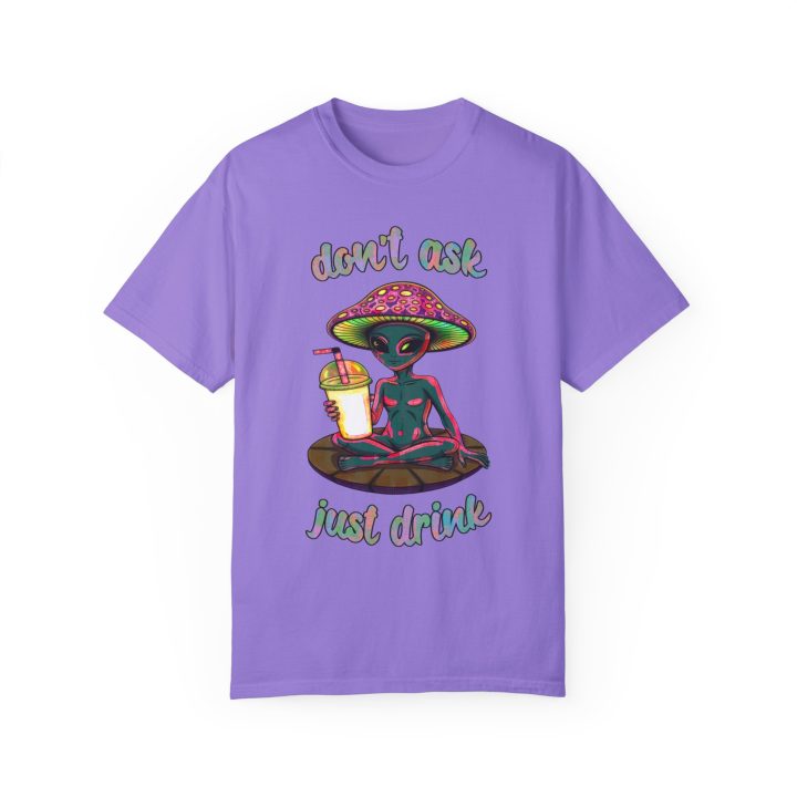 "Don't Ask, Just Drink," Mushroom Alien Milkshake Shirt - Image 6