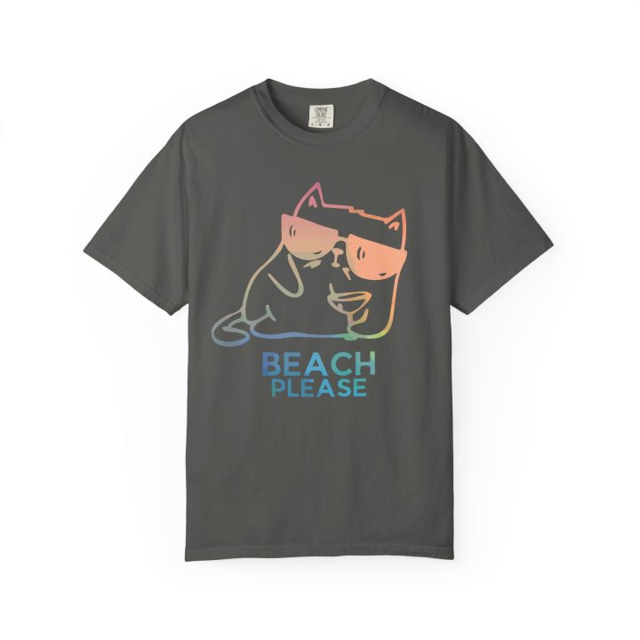 "Beach Please" Cat With Cocktail Summer Shirt - Image 4