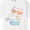 "Beach Please" Cat With Cocktail Summer Shirt